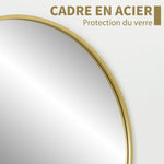 Miroir rond miroir salle de bain cadre en métal facile à installer, pour chambre, salon, entrée, Ø 70 x 2,5 cm or