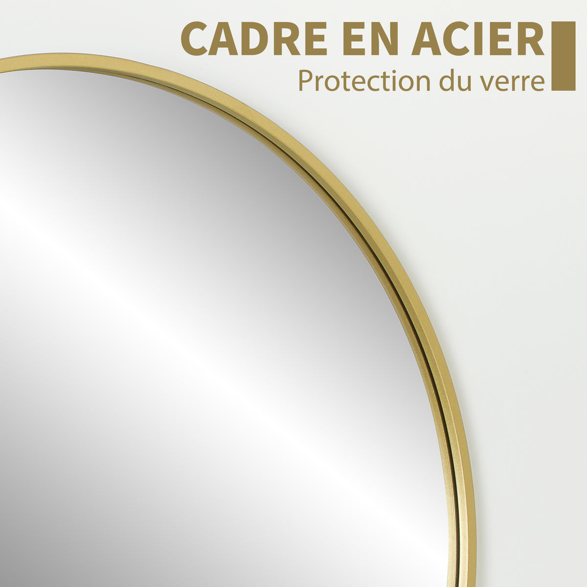 Miroir rond miroir salle de bain cadre en métal facile à installer, pour chambre, salon, entrée, Ø 70 x 2,5 cm or