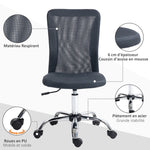 Chaise de bureau ergonomique hauteur réglable piètement chromé pivotant 360° revêtement maille gris foncé