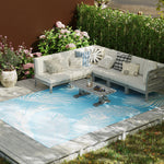Tapis d'extérieur réversible 274x182 cm, tapis de sol en PP résistant aux intempéries, sac de transport, bleu