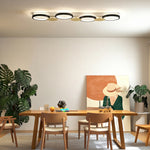 Plafonnier LED 38W, luminaire plafonnier 4 lumières à montage affleurant, télécommande, 100 x 31 x 7 cm, doré et noir