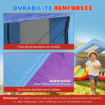 Château gonflable 4 en 1, aire de jeux avec souffleur, toboggan, piscine à balles, jeu de lancer d'anneaux, multicolore