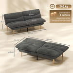 Sofá cama convertible de 2 plazas 3 en 1, sofá cama tipo clic-clac de pana de 193 cm, respaldo y reposabrazos ajustables, gris