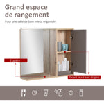 Ensemble de Meuble sous lavabo, armoire avec miroir et meuble colonne pour salle de bain en bois chêne Clair Gris