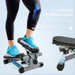 Mini stepper de fitness machine de step bandes de résistance, écran LCD et pédales antidérapantes 41x30,5x18,5cm gris