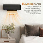 Oscillerende wandventilator 2000 W, PTC-keramische verwarming, 3 vermogensniveaus, 56x11,7x18,5 cm, Zwart