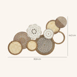 Décoration murale en bois, sculpture murale en bois, design unique à plusieurs disques, 83,8 x 44,5 cm, bois naturel