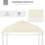 Toile de rechange pour pavillon tonnelle tente toit de remplacement gazebo de jardin polyester 180 g/m² 3 x 3 m crème