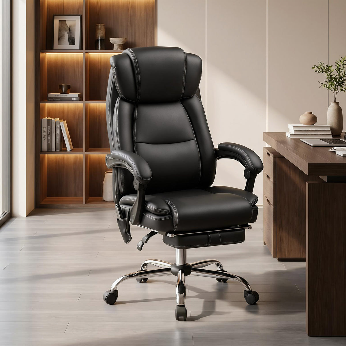 Fauteuil de bureau massant et chauffant chaise de bureau avec hauteur réglable dossier inclinable 67x72x111-119cm noir