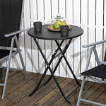 Mesa de centro de exterior para 2 personas, mesa de jardín redonda con estructura de acero, Ø 60 x 73 al. cm, gris oscuro