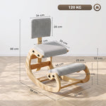 Ergonomic Kneeling Chair with Backrest, Corduroy Padded Rocking Kneeling Stool, Light Grey