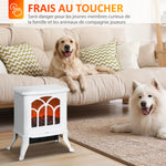 Cheminée électrique sur pied 750/1500 W, fausse cheminée décorative avec effet flamme LED, 37,3 x 23,1 x 44 cm, blanc-5