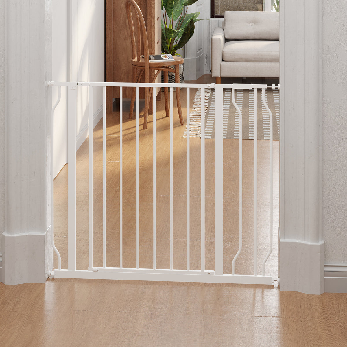 Lot de 2 barrières de sécurité pour animal longueur réglable escaliers couloirs portes sans perçage en acier ABS