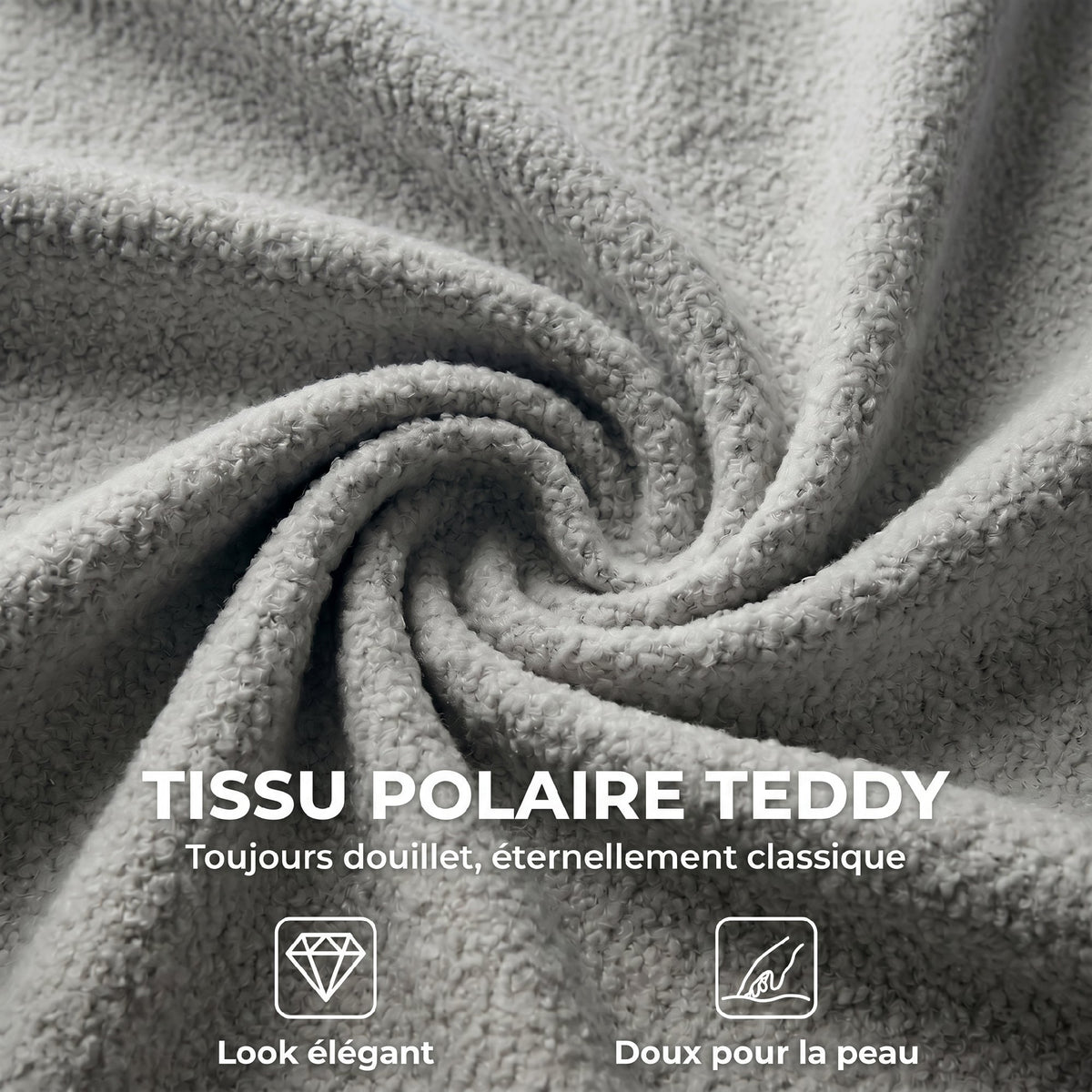 Chaise de Bureau Pivotante en Fourrure Teddy, Hauteur Réglable, Roulettes, Mousse Haute Résilience, Gris