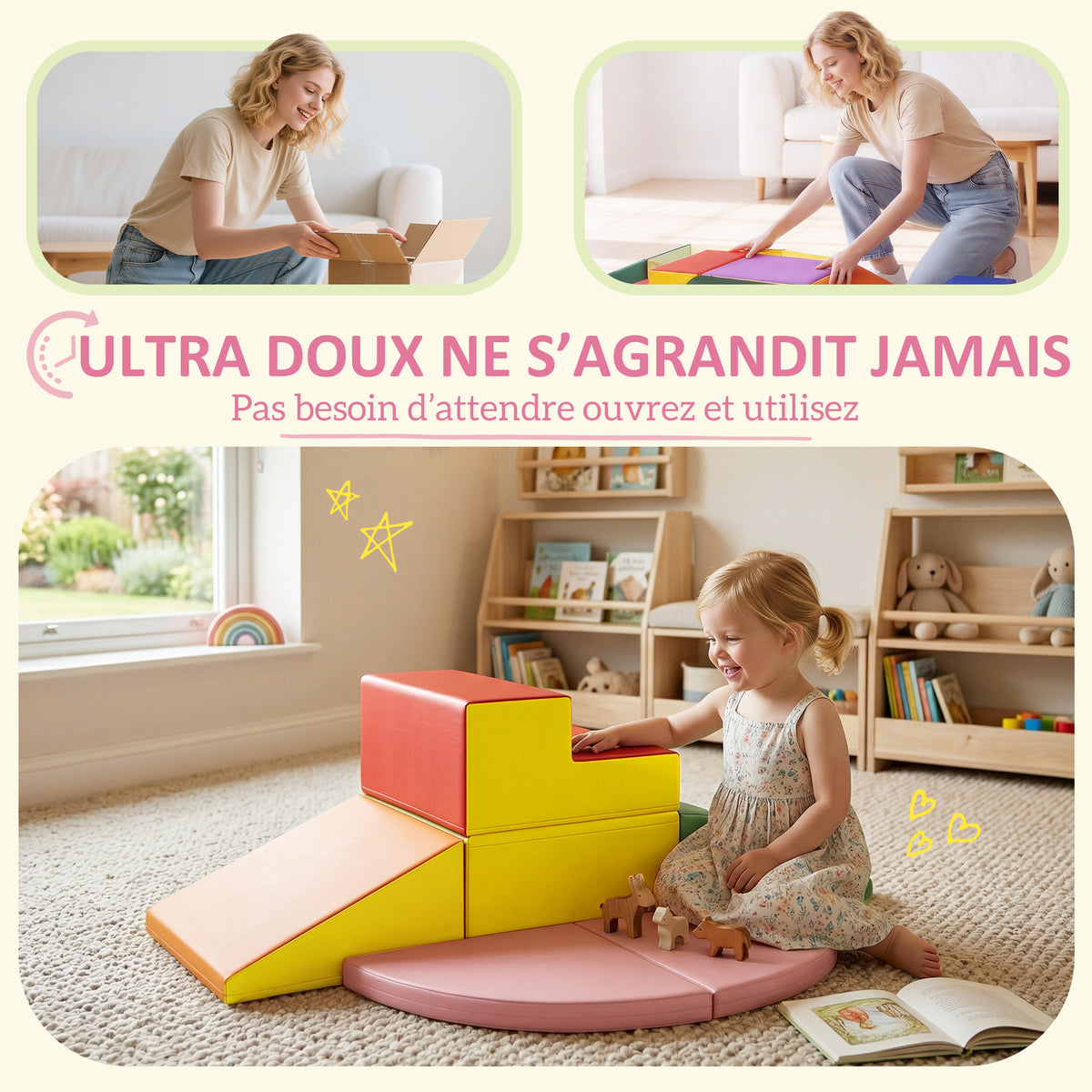 6 blocs de construction en mousse XXL pour enfants - normes EN71-1-2-3 - mousse EPE Revêtement synthétique