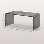 Table Basse en Verre, Table de Salon Rectangulaire Design Moderne avec Bords Arrondis Sûrs, Gris Clair Transparent-2