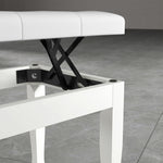 Banc de piano, banc de clavier réglable en hauteur en bois massif, siège rembourré, 64 x 35 x 45-55 cm, blanc