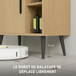 Meuble sous lavabo salle de bain avec porte à fermeture progressive et étagère réglable, 60 x 30 x 59,5 cm, chêne