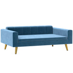 Canapé chien lit pour chien design scandinave coussin moelleux pieds métal doré 94 x 59,5 x 31,5 cm velours soyeux bleu