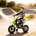 Moto électrique pour enfant moto cross pour enfants de 3 à 6 ans 2 moteurs 12V vitesse max. 5 km/h vert