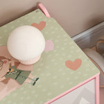 Coffre à jouet enfant coffre de rangement enfant couvercle rabattable motif de forêt coins arrondis 60 x 37 x 39 cm rose