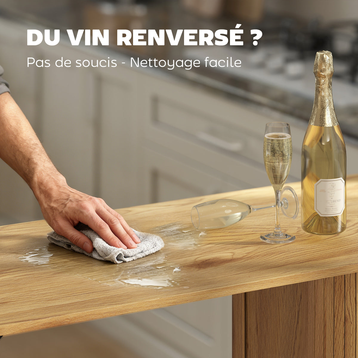 Table Haute Mange Debout, Table de Bar avec 3 Étagères de Rangement et Pieds en Métal, 112x50x106cm, Bois Naturel