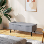 Panca contenitore 2 in 1 in tessuto con gambe in acciaio nero 102 x 40 x 39,5 cm grigia