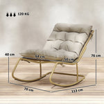 Fauteuil à Bascule Extérieur Coussin Moelleux 125cm Large 64cm en Acier et Textilène Beige et Doré