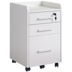 Caisson de bureau rangement bureau sur roulettes 3 tiroirs 1 verrouillable 1 trieur dossiers en bois blanc
