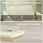 Fauteuil Convertible 1 Place, Fauteuil-Lit Clic-Clac 3 en 1 Rembourré en Velours Grain Maïs, Dossier Réglable, Beige