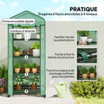 Serre de jardin balcon étagère serre 4 niveaux 69L x 50l x 165H cm acier époxy bâche amovible PE haute densité vert