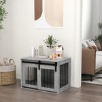 Cage caisse pour chien animaux intérieur porte coulissante, métal effet bois, dim. 57H x 80L x 54l cm