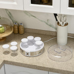 Yaourtière 7 pots de 180ml machine à yaourt électrique en acier inoxydable thermostat réglable 24 x 24 x 13 cm blanc