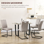 Lot de 4 chaises de salle à manger revêtement microfibre avec pieds luge en acier et poignée 43 x 58,5 x 99,5 cm marron