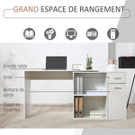 Bureau d'angle rotatif à 180°, bureau d'ordinateur, bibliothèque, tiroir, placard, poste de travail, 117x82x74cm, blanc