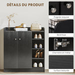 Meuble de rangement à chaussures pour entrée 12 paires - armoire à chaussures avec 4 compartiments ouverts- noir