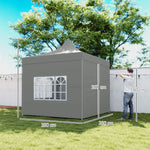 Tonnelle de jardin tente pliante 3 x 3 m 4 parois latérales amovibles 3 fenêtres hauteur réglable sac de transport gris