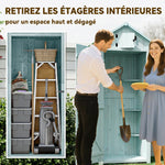 Armoire de jardin extérieur abri de jardin en bois abri pour outils 3 étagères 2 Portes loquets Toit Pente bitumé 77L x 54l x 179H cm Sapin traité Bleu