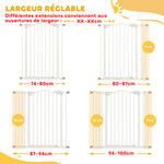 Barrera de seguridad para perros extensible 74-100 cm cierre automático fijación a presión sin taladrar blanco