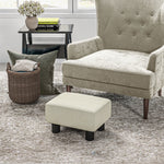 Pouf repose-pied tabouret bas en tissu de lin capacité de charge 110 Kg 40 x 30 x 24 cm beige