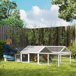 Poulailler pour poules cage à poule avec nichoir porte et toit ouvrable pour 4 et 8 poules 240 x 112,5 x 76 cm blanc