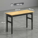 Établi d'Atelier Réglable, 121,9x50,8x79-99cm, Charge 900 kg, 2 Prises et 2 Ports USB, Panneau Perforé, Noir