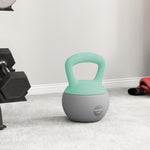 Kettlebell 12 kg haltère avec poignée antidérapante pour fitness musculation cardio, 21 x 21 x 30 cm, gris et vert