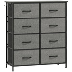Commode 8 tiroirs en tissu, meuble de rangement avec 4 poches, 2 crochets, structure en acier, 86 x 30 x 94,5 cm, gris