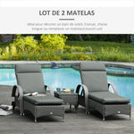 Lot de 2 Matelas pour Chaise Longue transat Bain de Soleil avec Sangles d'attache pour Jardin MATELAS