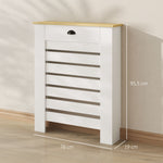 Couvercle de radiateur cache radiateur grille à lattes horizontales avec 2 tiroirs en bois 78l x 19P x 95,5H cm blanc
