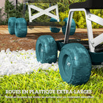 Siège de jardin sur roues tabouret de jardinage plateau à outils pour désherber planter 50 x 49 x 32 cm vert foncé