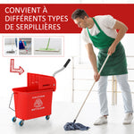 Chariot de nettoyage lavage seau de ménage 20 L avec essoreur et séparateur eau sale propre rouge 60L x 27l x 70,5H cm