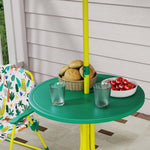 Children's Outdoor Patio Set with 2 Folding Chairs and Parasol, Jungle Theme, for Garden, Terrace, Green
