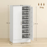 Meuble à chaussures 14 paires armoire à chaussures 7 niveaux avec 6 étagères réglables 2 portes à fermeture douce blanc